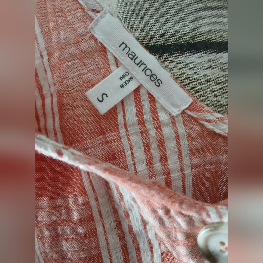 Maurices Peach Plaid Button-Front Midi Dress - Picture 7 of 10